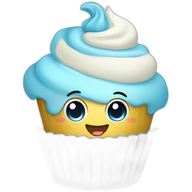 Happy light blue cupcake emoji