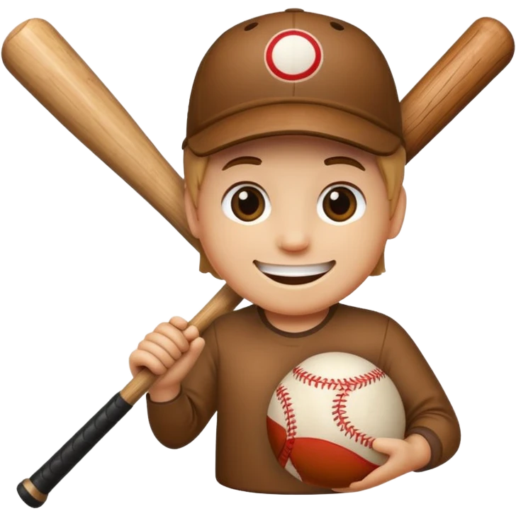 Log with a smiling face holding a baseball bat. emoji
