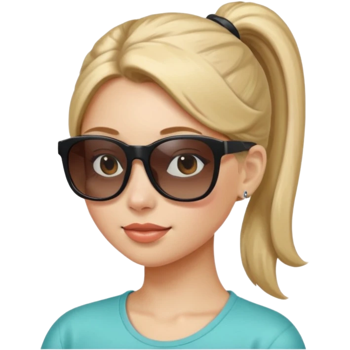 Woman with ponytail, sunglasses emoji