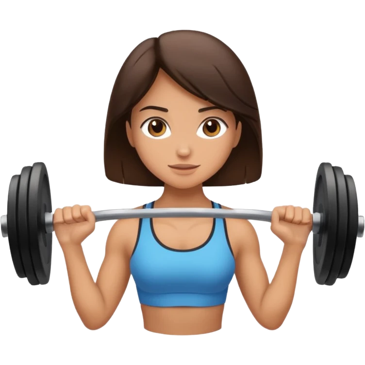 brunette girl lifting weights emoji
