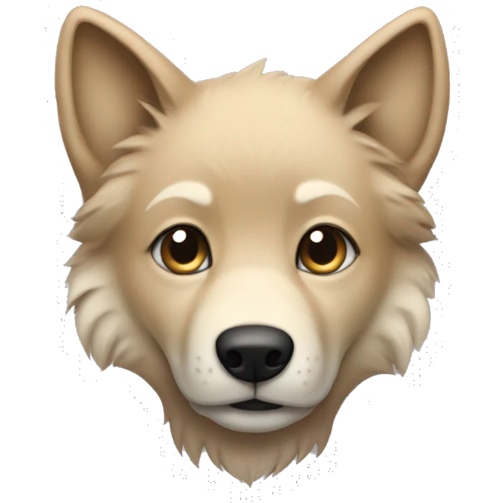 a light brown puppy-like wolf with black hair on its ears emoji