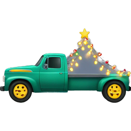 Truck with Christmas lights on it  emoji