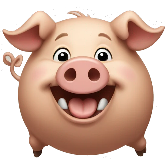 a happy brown pig smiling and jumping emoji