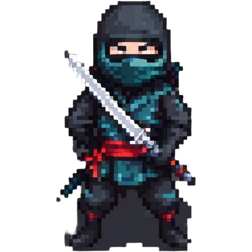 masked ninja with sword emoji
