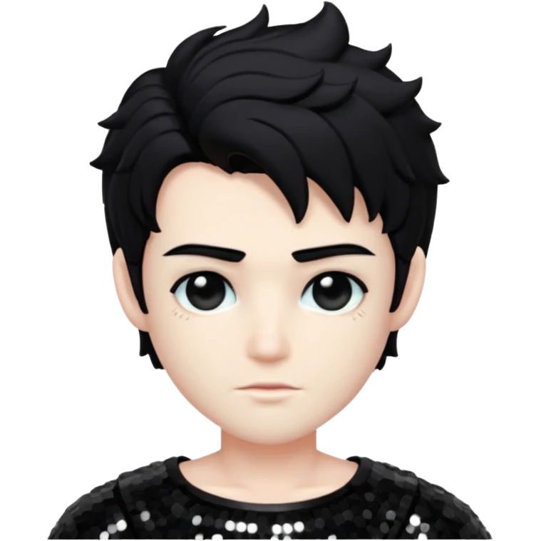Cronus with black hair, black sequin outfit emoji