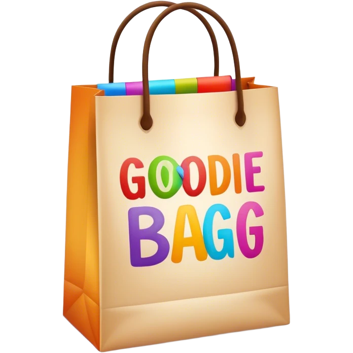 goodie bag with the text goodie bag on it  emoji