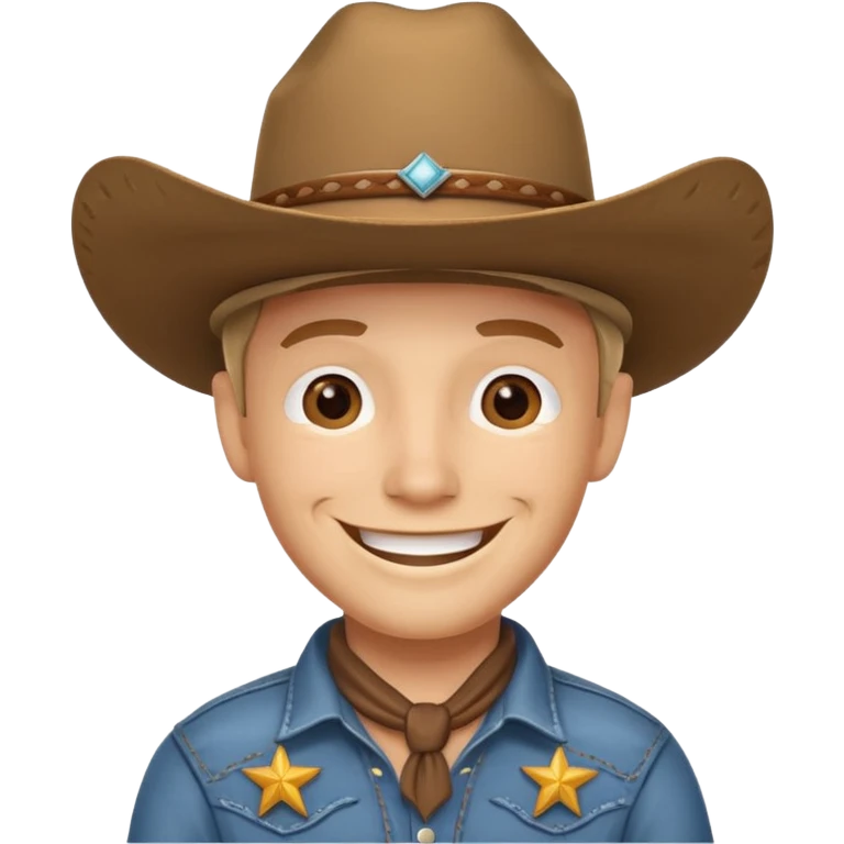 cheerful cowboy, simple, apple style emoji emoji