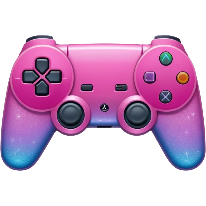 Pink ombre PlayStation console with glitter emoji