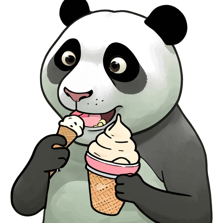 Panda eating ice cream emoji