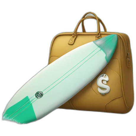 Bag of money on a surfboard emoji
