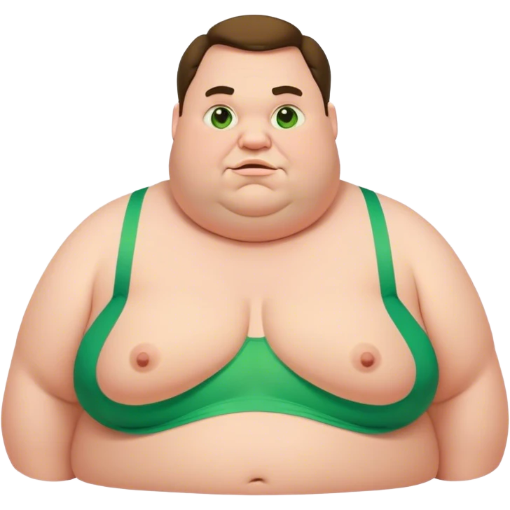 Fat man with green bra emoji