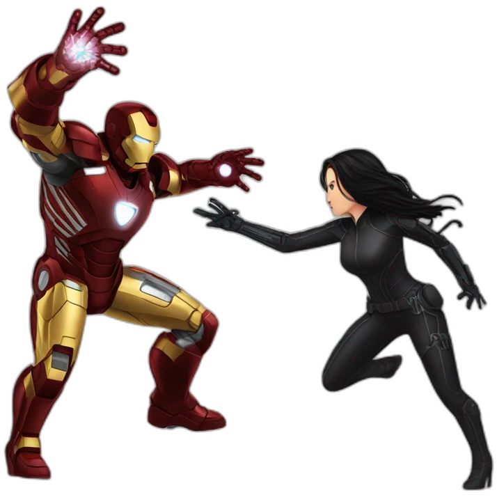Iron man fighting black widow emoji