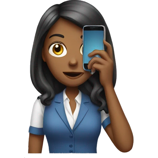 woman showing big phone emoji