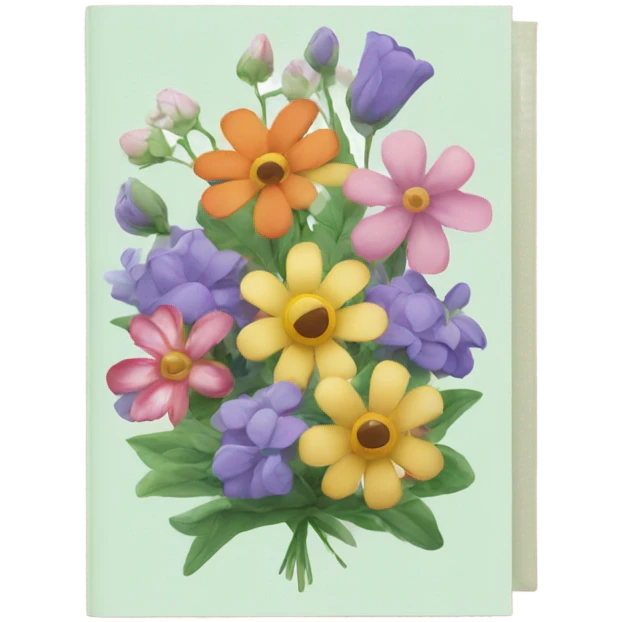 Beautiful Greeting card with flowers on the cover emoji