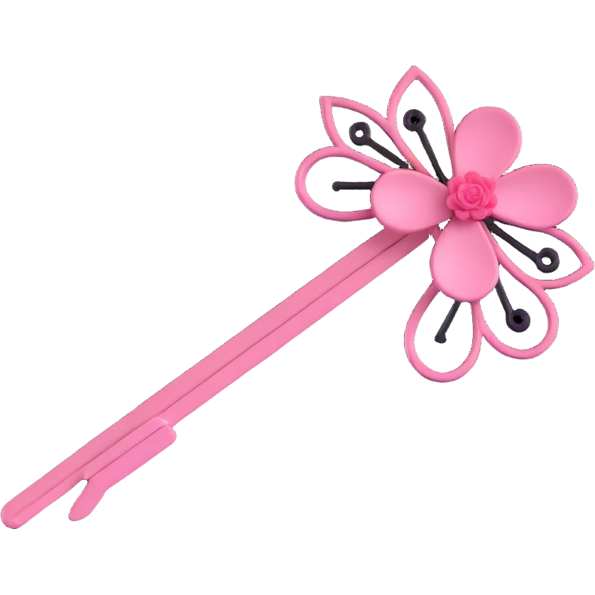 minimal 3D gothic hairpin with pink detail, simple and elegant emoji