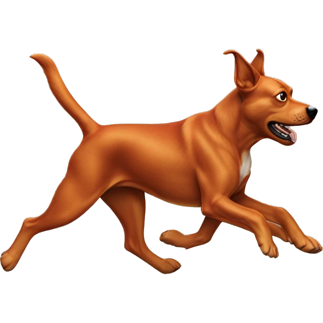realistic solid red dog with pointed ears running emoji