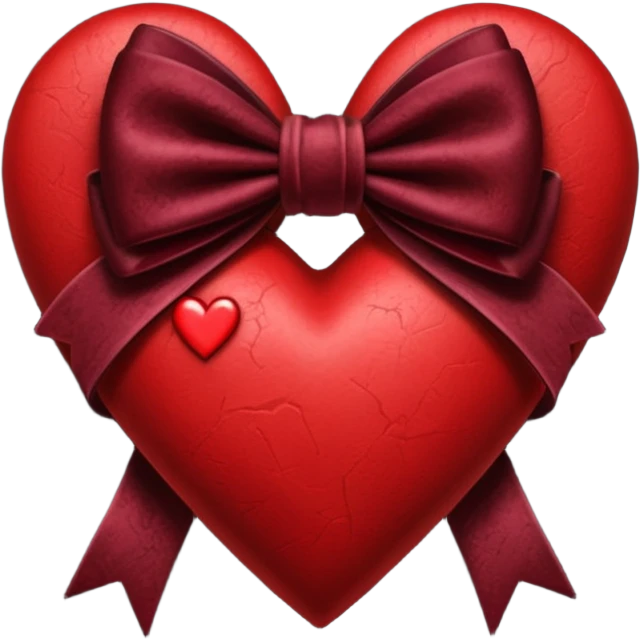 heart with a velvet bow, goth emoji