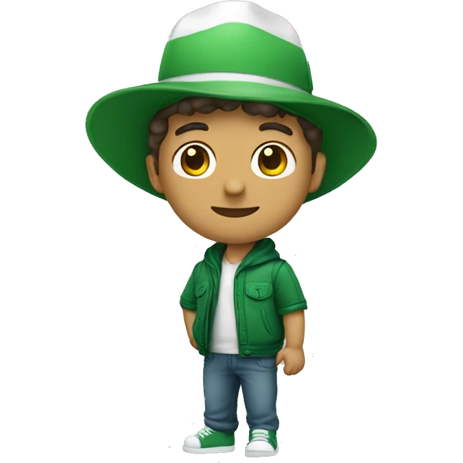 homem branco com boné verde emoji