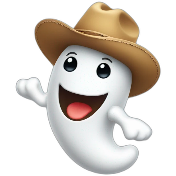 cute dancing ghost with cowboy hat emoji