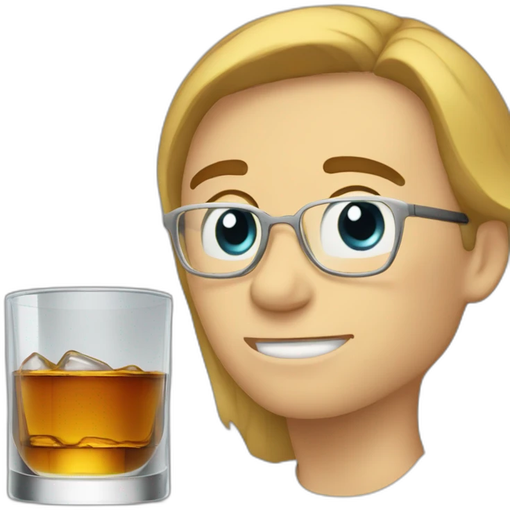 whiskey glass half full says LURK emoji