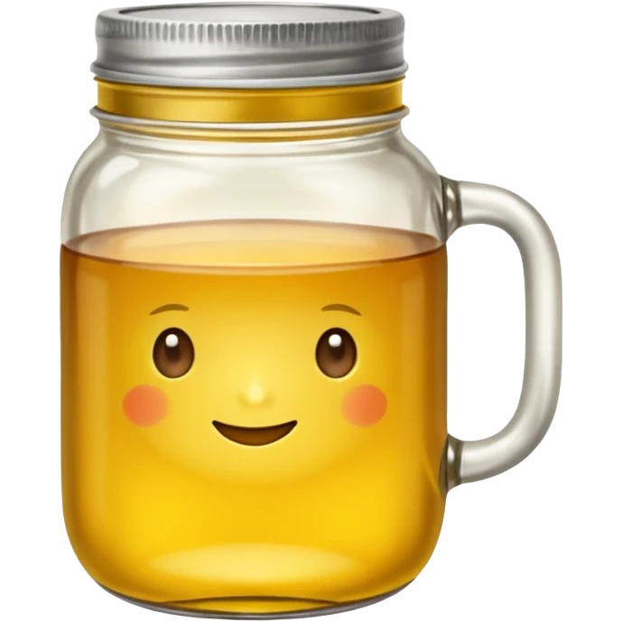 mason jar without any straws, 2d, in google emoji style, no face, simple with little shading, mason jar with ice lemon tea but no lemons and no ice visible. NO STARWS.  emoji