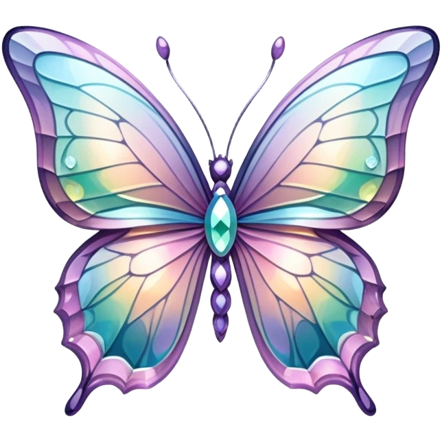 Pastel sparkly iridescent glass crystal butterfly emoji