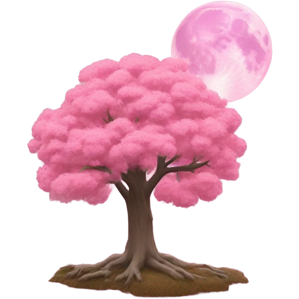 Pink tree with a huge moon behind it  emoji
