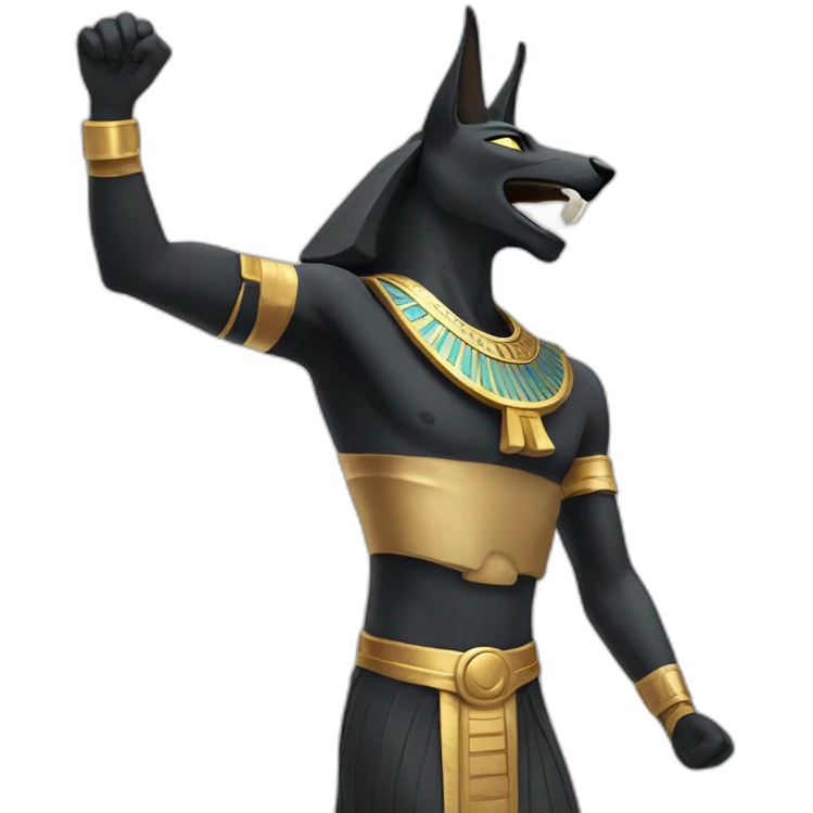 Ancient egyptian god Anubis cheering emoji