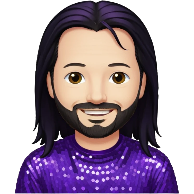 Jonathan Davis with long black hair, purple sequin shirt emoji