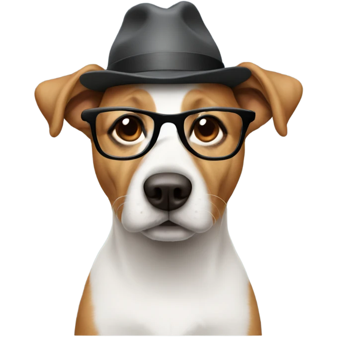 Dog wearing glasses and hat emoji