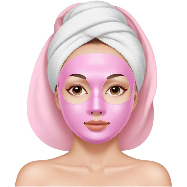 Lady with pastel pink face mask spa beauty full face relaxing emoji