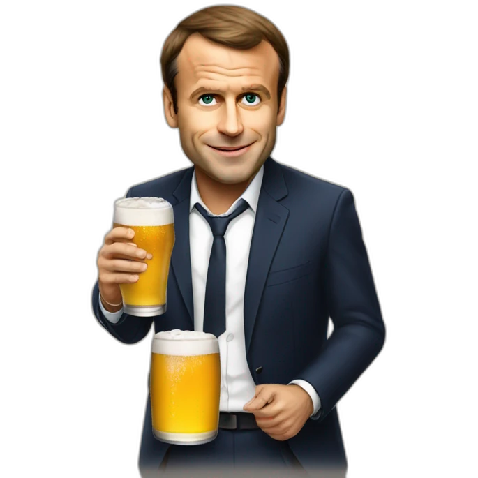 Emanuel Macron drink beer emoji