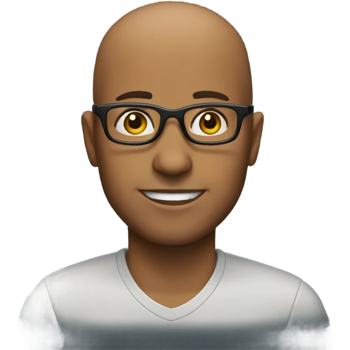 Brown man with bald hair and glasses emoji