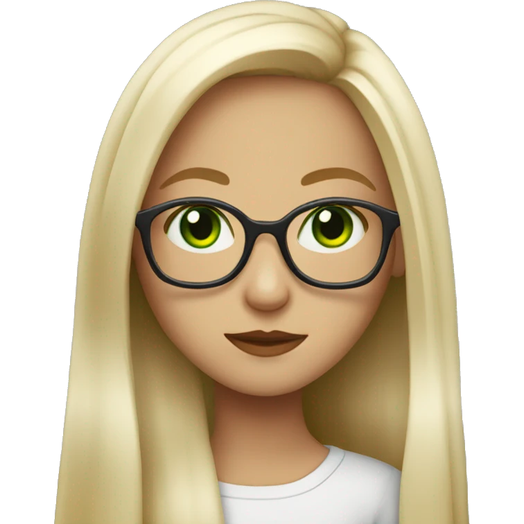 Girl with Long platin hair, green eyes and dioptric glasses emoji