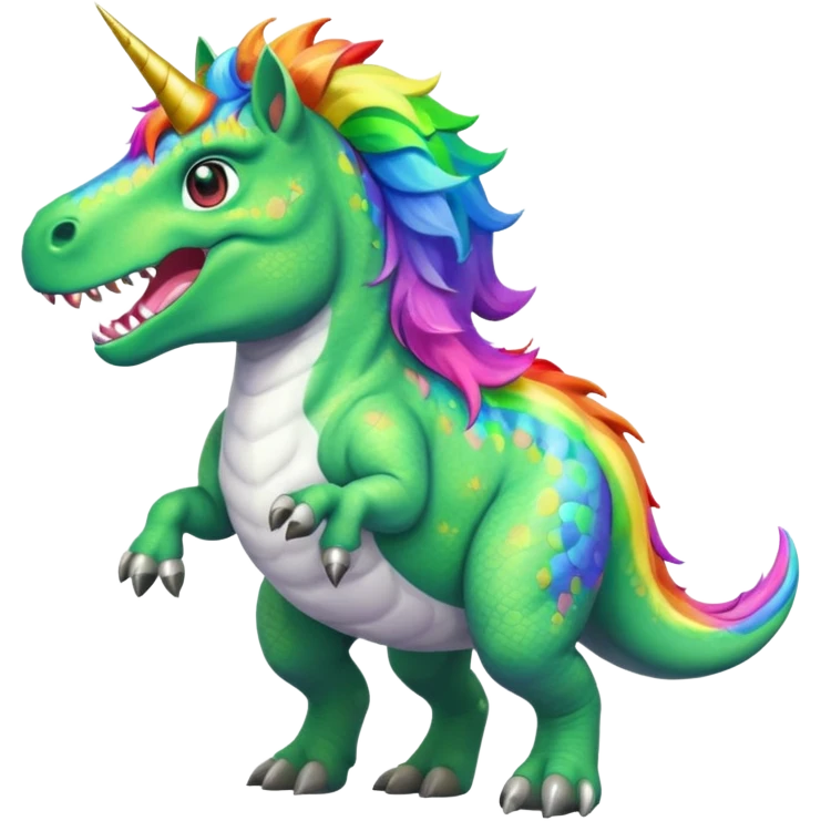 Unicorn riding a T. rex emoji