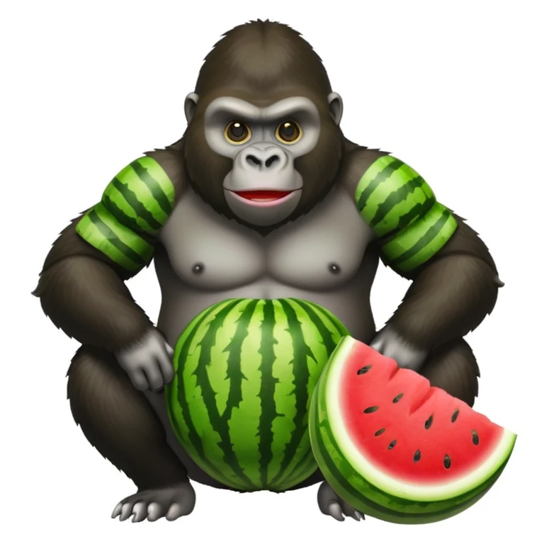 a gorrila with a watermelon body emoji