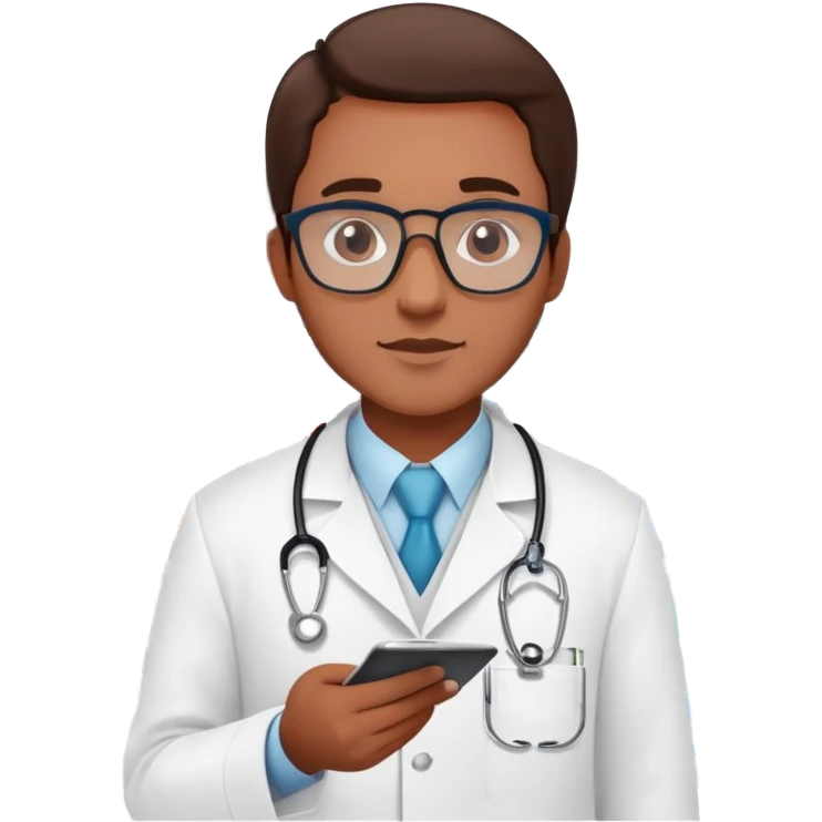 Pharmacist in white lab coat with medicine bottles and prescription pad emoji