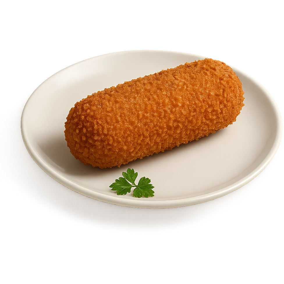realistic kroket on a white plate, with parsley garnish emoji