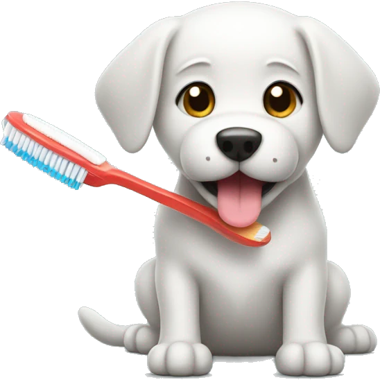 dog with toothbrush emoji