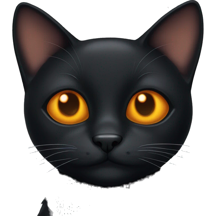 A black cat with floppy ears and orange eyes  emoji