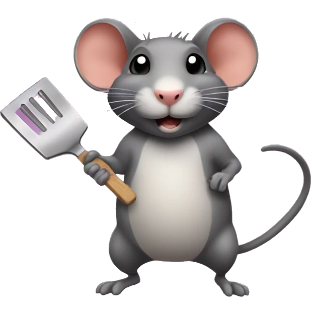 Dumbbell rat with cooking spatula emoji