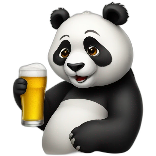 panda drinks beer emoji