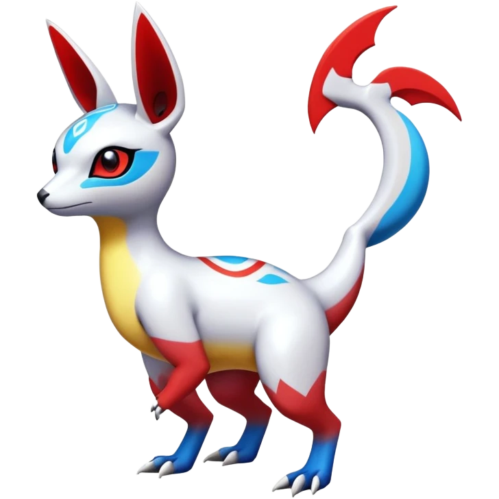  Cute Shiny Exotic Colorful Guilmon-Latias-Koraidon-Umbreon-Fakémon-hybrid-creature (full body)  emoji