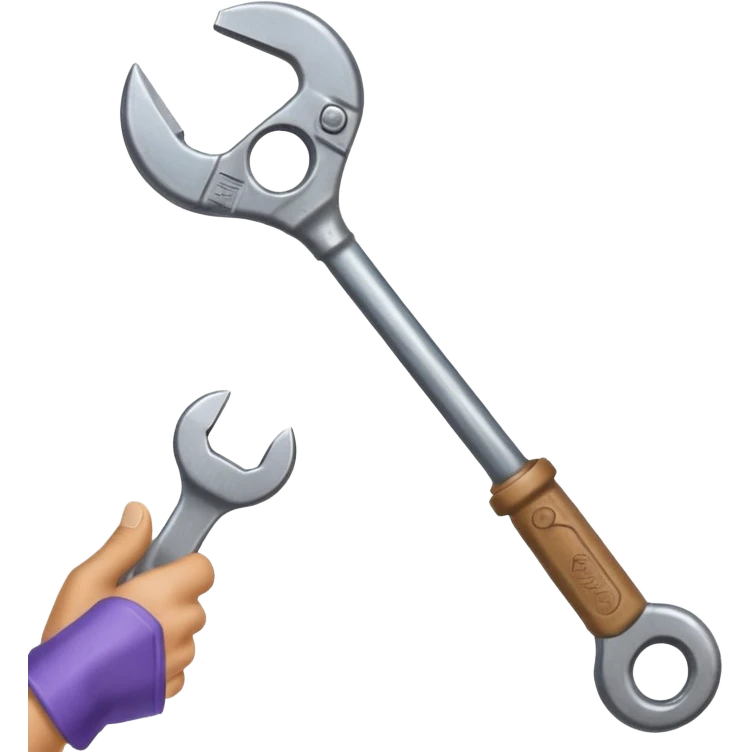 A man's hand holds a wrench emoji