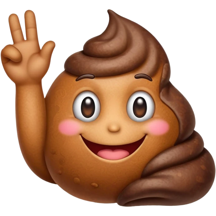 hand presenting a smiling poo emoji emoji