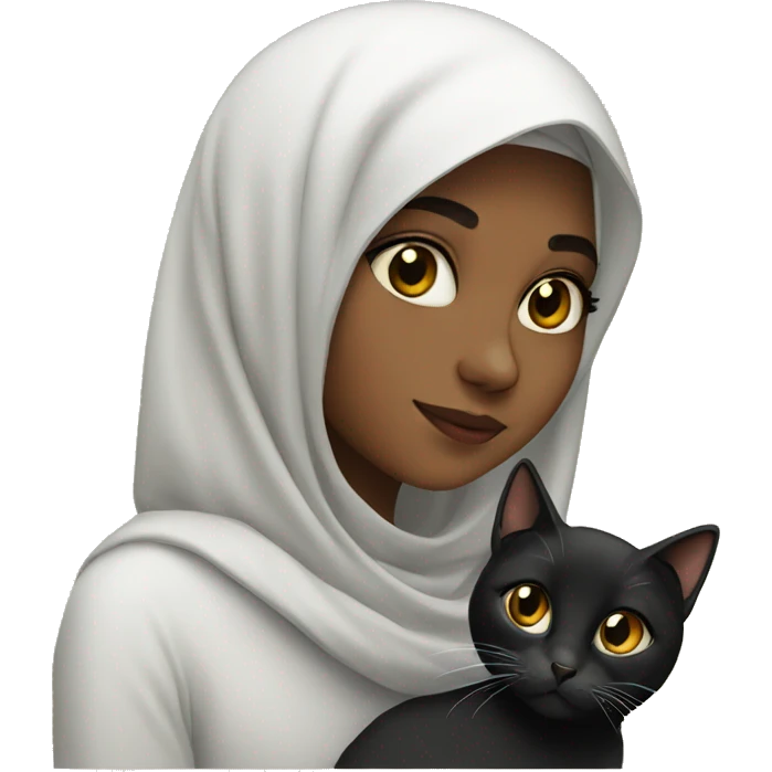 Muslim girl with black cat emoji