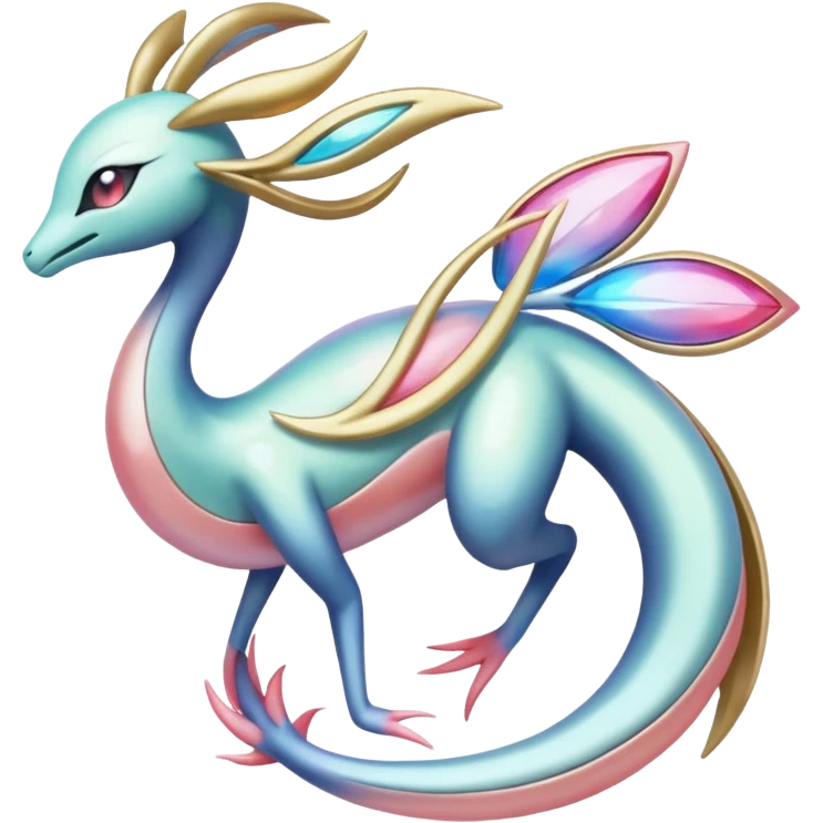 Shiny Meloetta-Cresselia-Milotic-Pokémon-Fakémon-fusion, full body emoji