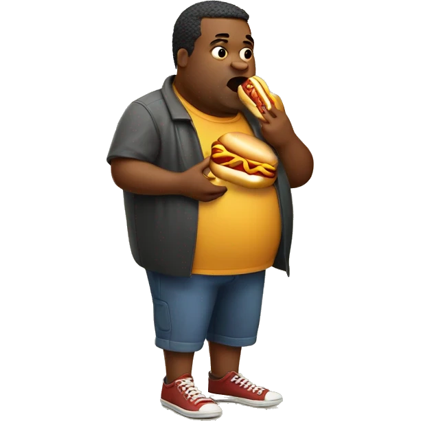 fat man eating hot dog emoji