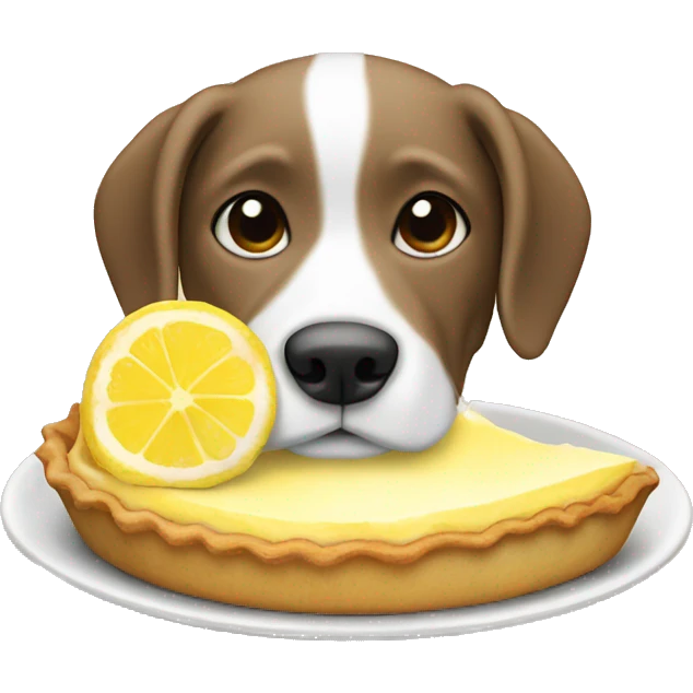 dog eating a lemon meringue pie emoji