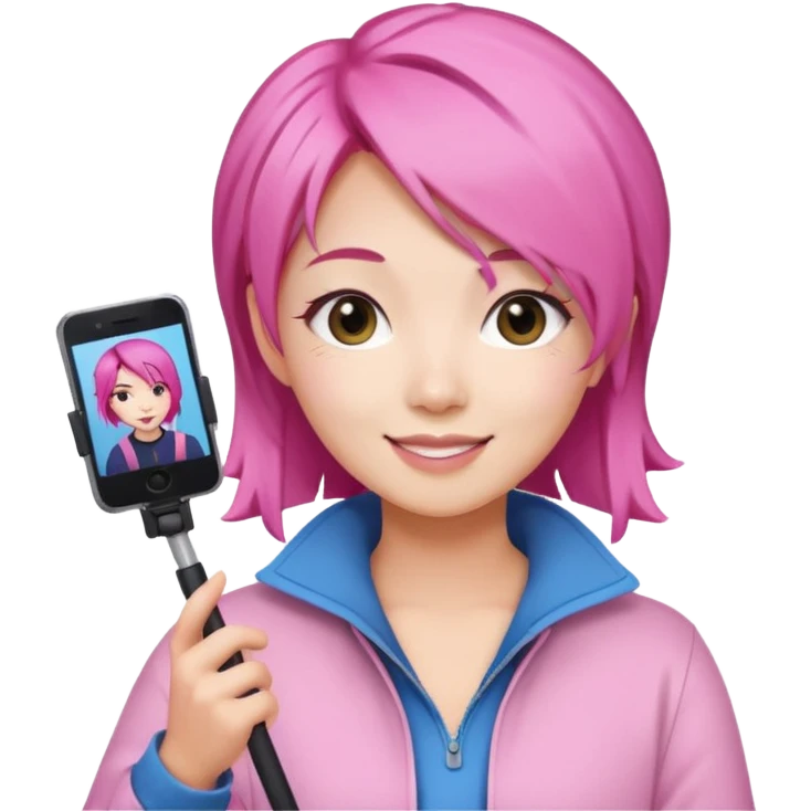 asian influencer pink hair selfie stick emoji